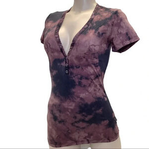 Grail 100% Cotton V-Neck Top With 3 Buttons Size XS Made in USA